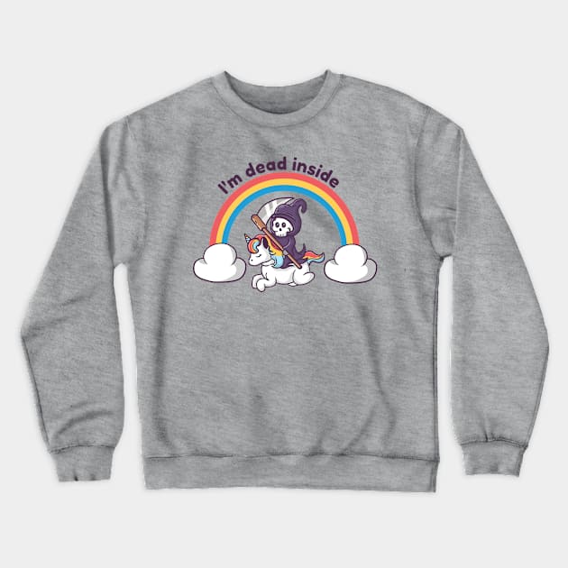 Rainbow's End: The Grim Reaper Rides a Dead Inside Unicorn Crewneck Sweatshirt by Holymayo Tee